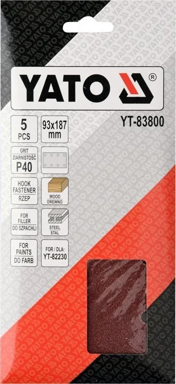 YATO YT-83800 PAPIER ŚCIERNY 90MM X 187MM P40 DLA YT-82230