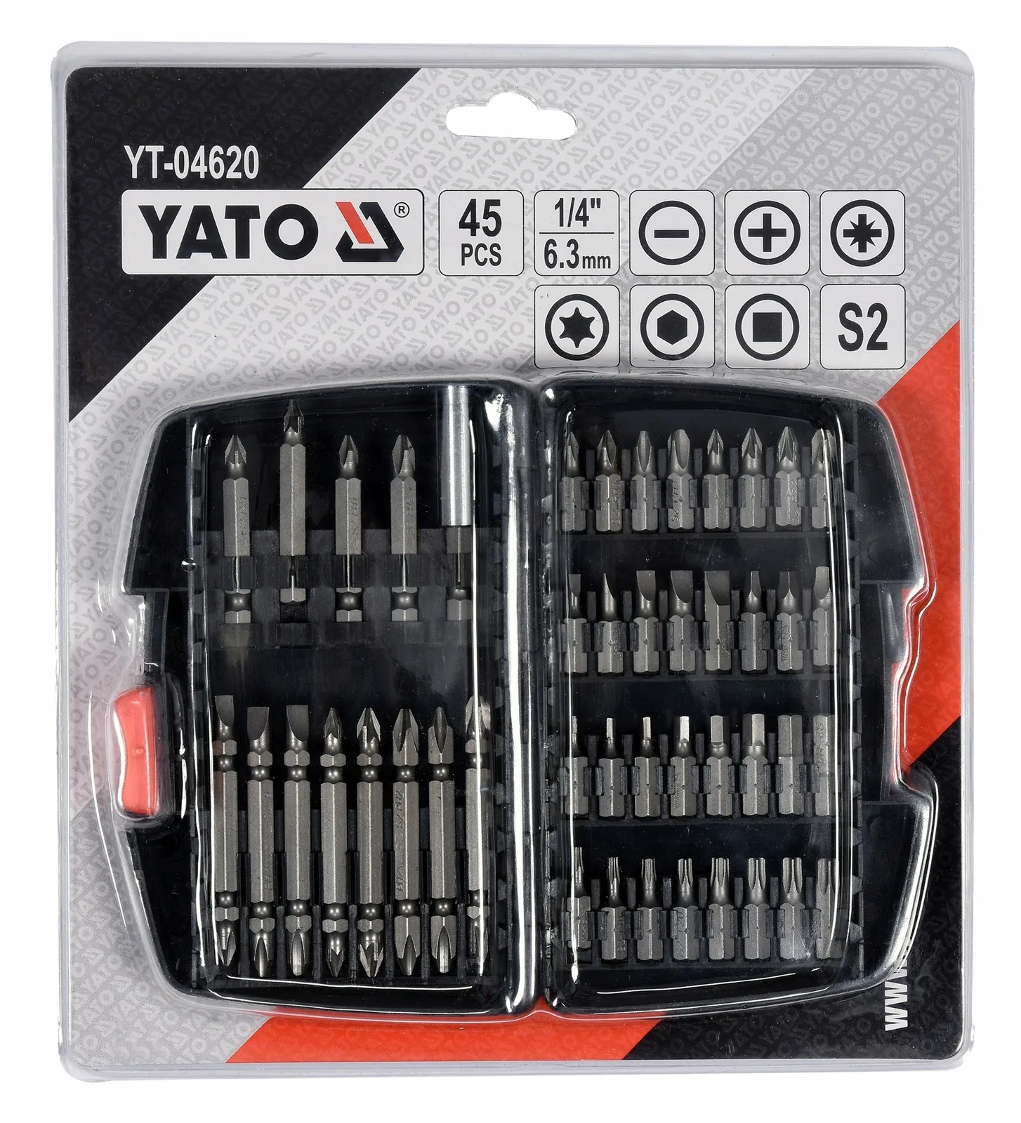 YATO YT-04620 ZESTAW KOŃCÓWEK ŚRUBOKRĘTOWYCH 45 SZT.