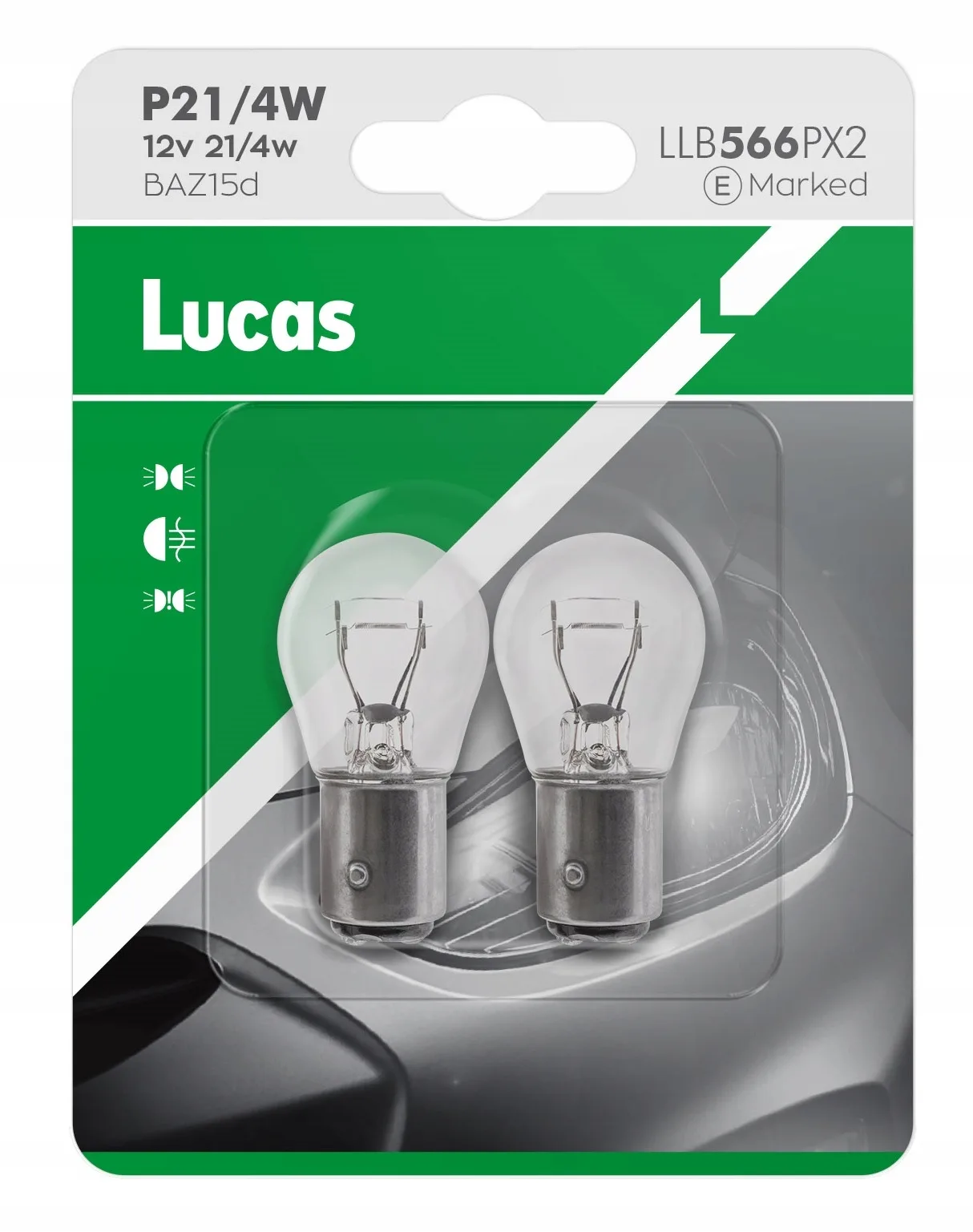 ŻARÓWKA LUCAS 2 szt. P21/4W 12V BAZ15d BLISTER