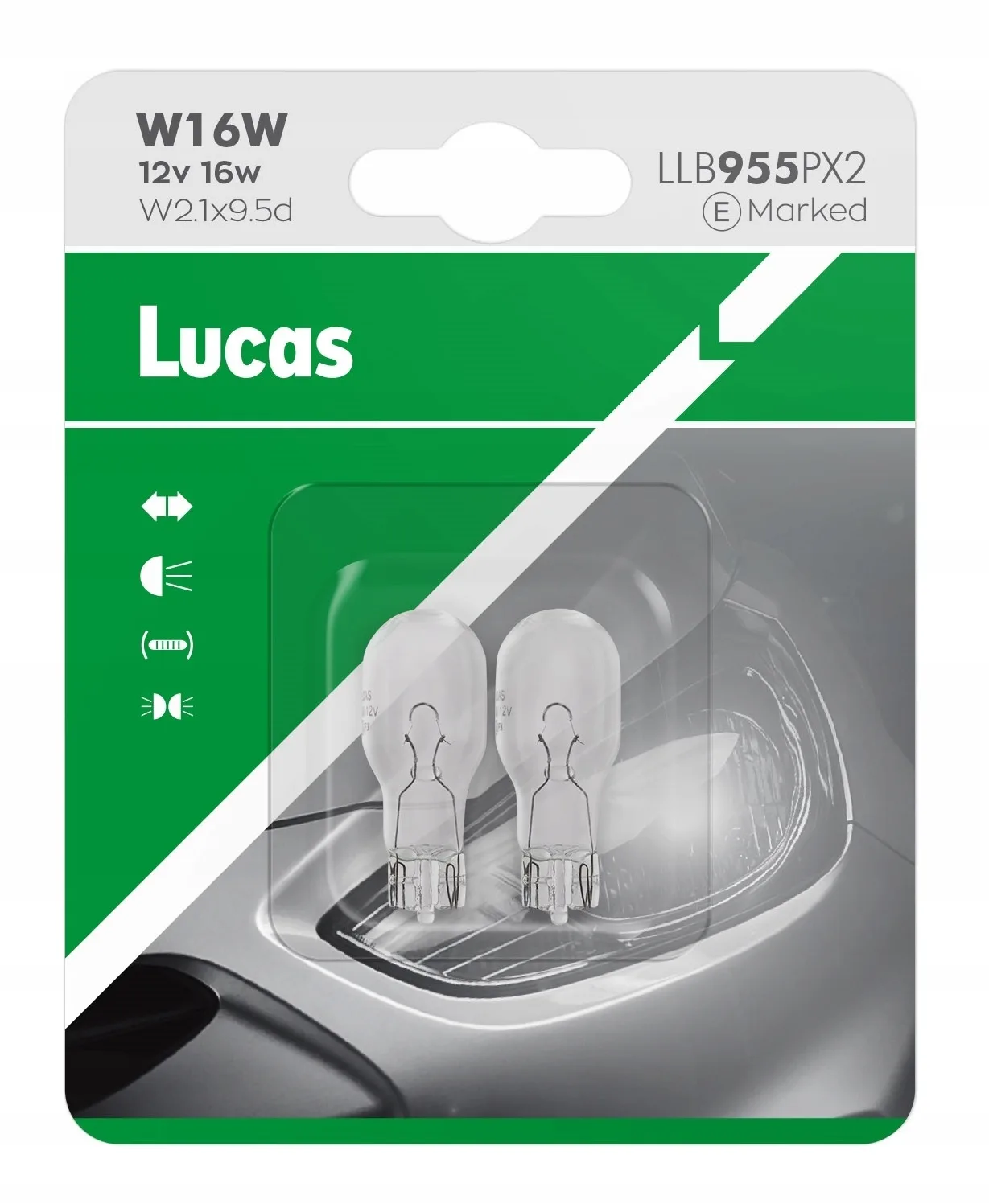 ŻARÓWKA LUCAS 2 szt. W16W W2.1x9.5d 12V BLISTER